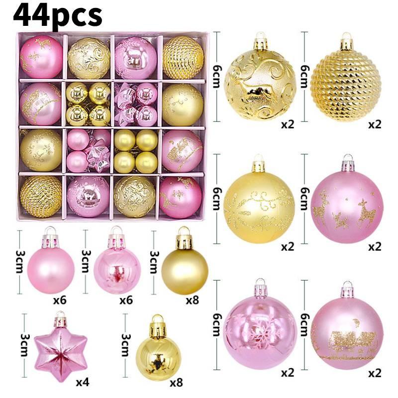 Charming 44 Piece Decorative Christmas Balls In Unique Shapes For Elegant Holiday Display