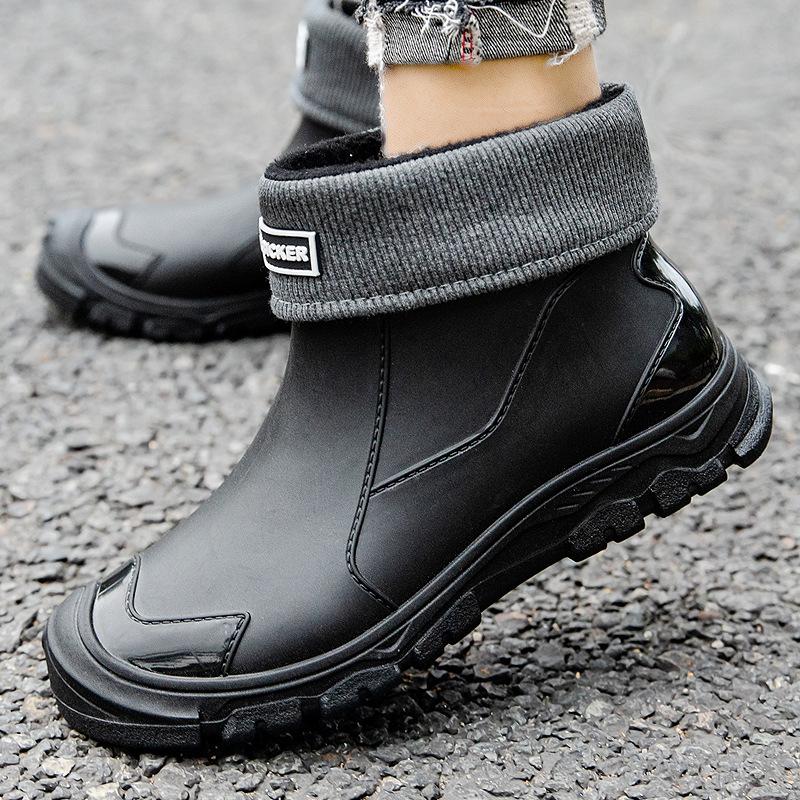 Stivali da Pioggia Impermeabili Taglie Forti da Uomo Foderati in Pile Antiscivolo Calzature Invernali da Esterno Scarpe Resistenti per Attività di Pesca