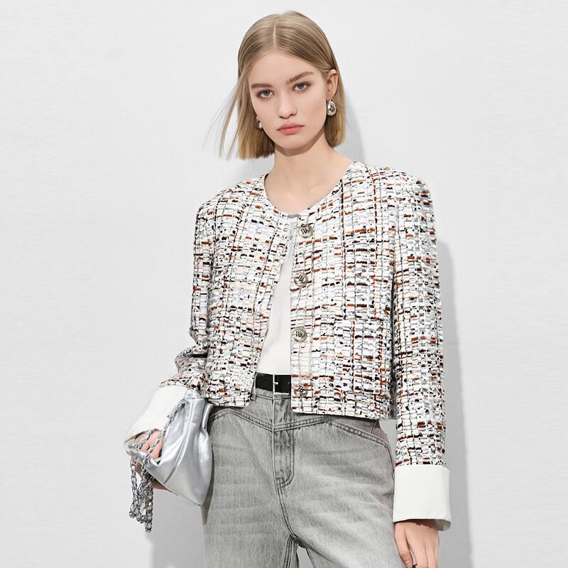 

Women s Autumn/Winter Tweed Long-Sleeve Jacket M