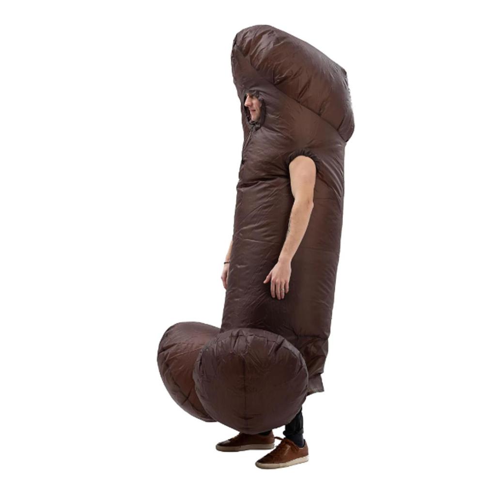 Costume gonflable amusant et original pour adulte, pénis, marron