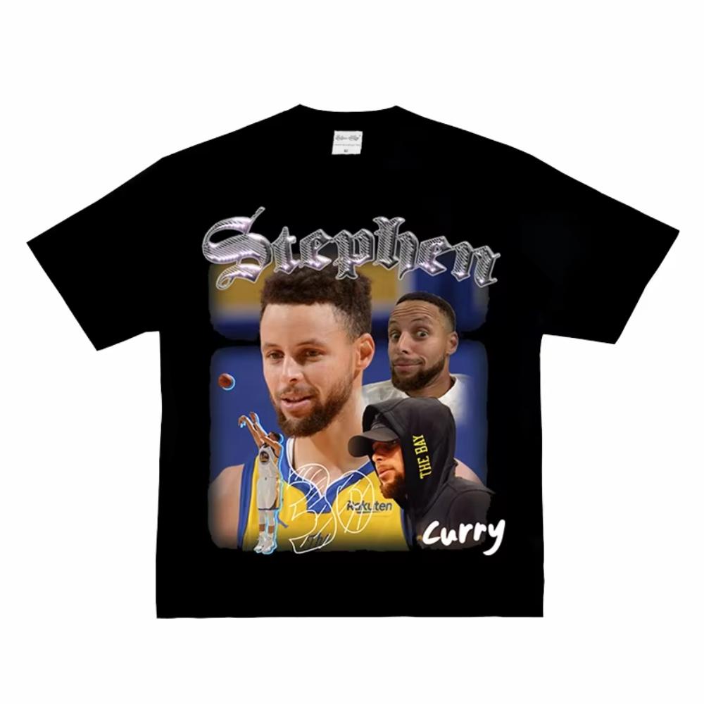 

2025 Новая мода Curry Steph Curry Американский баскетбольный узор с принтом Винтаж Уличный короткий рукав футболки для мужчин и женщин XXXXL