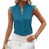 Summer new v-neck sleeveless lace solid color women's T-shirt elegant vacation style