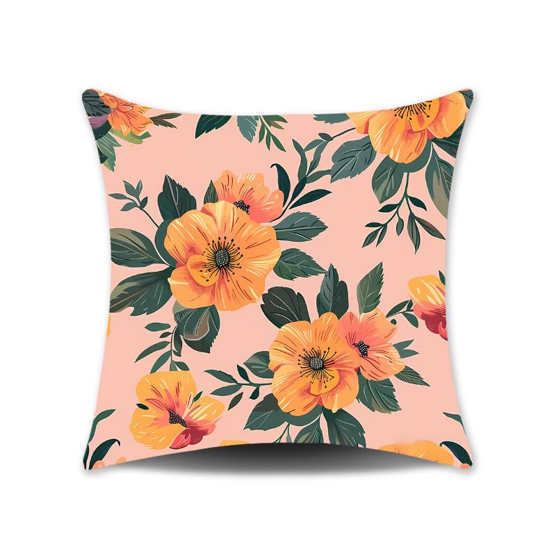 Natural Floral Print Throw Pillow Cover - Spring Design for Sofa, Bedroom, or Gift