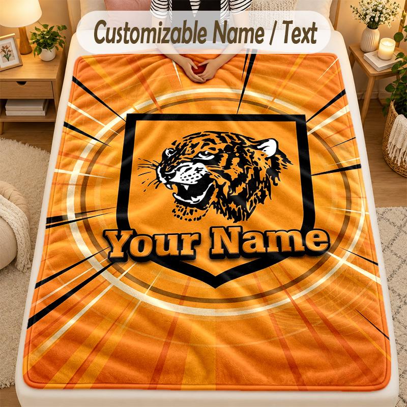 Flannel BlanketHull FC Custom Name Text Personalized Soft Warm Throw Blanket Home Decor Gift