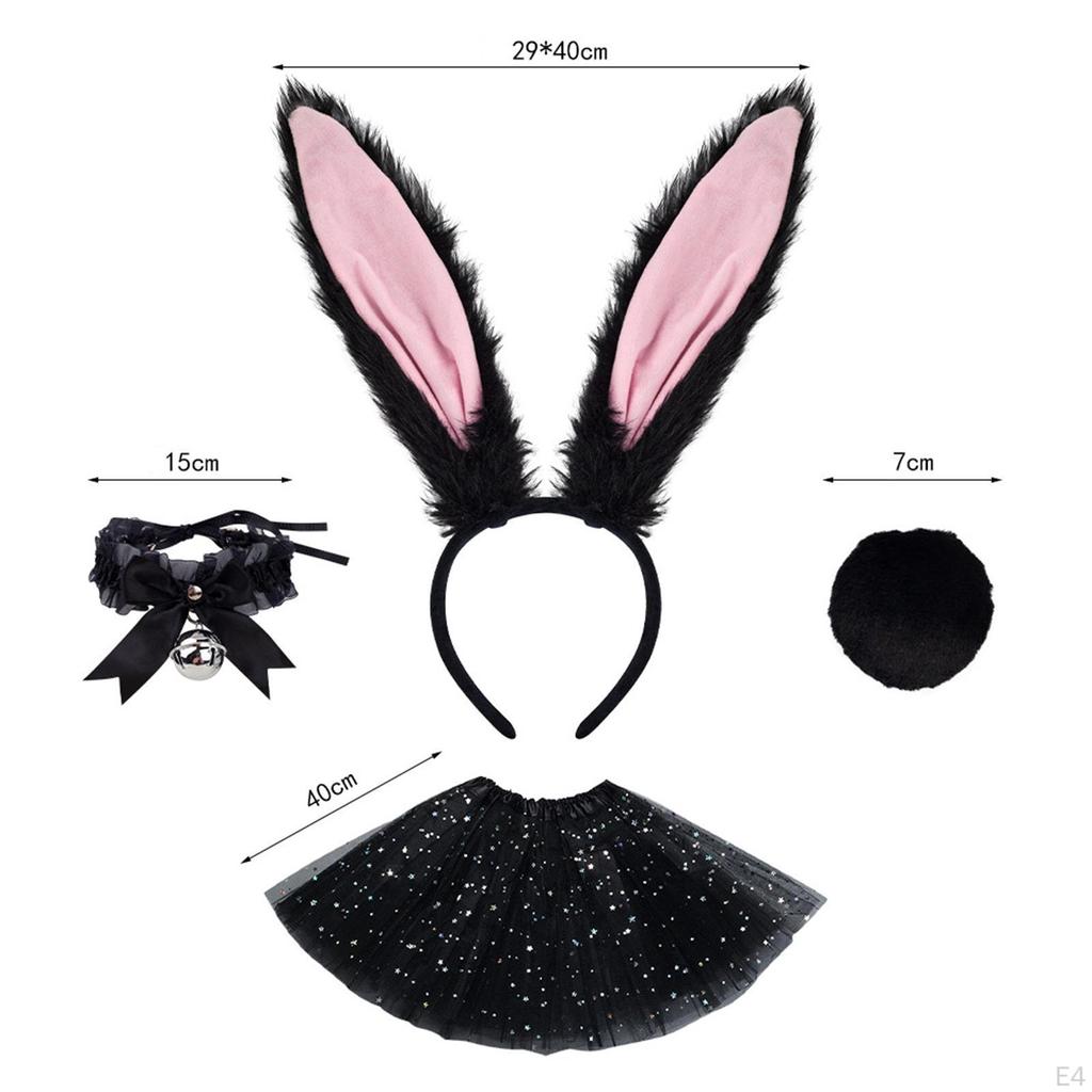 Bunny Ears Headband Tail Set Costume Accessories for Animal Themed Parties