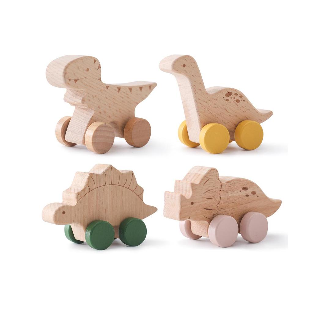 1PC Baby Holz Spielzeug Buche Holz Cartoon Dinosaurier Auto Montessori Pädagogisches Spielzeug Junge Mädchen Baby 0-12 Monate spielzeug Neugeborenen Geschenke