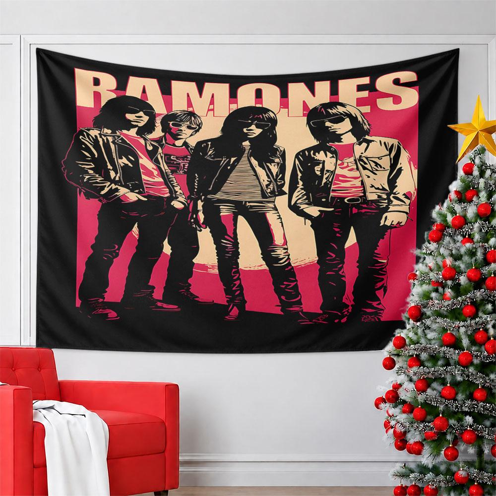 "Retro Ramones Band Poster Design" Pattern Wall Hanging Tapestry Decorative Tapestry Home Decor for Bedroom and Living Room