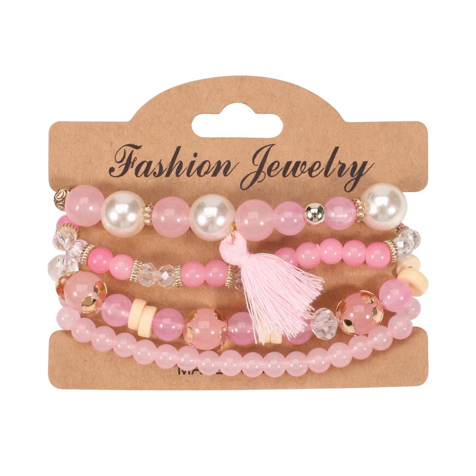 

JYL TS Bracelet Bohemian Mardi Gras Party Beads Ignites Celebration HY-2876-4 pink корнелл красный