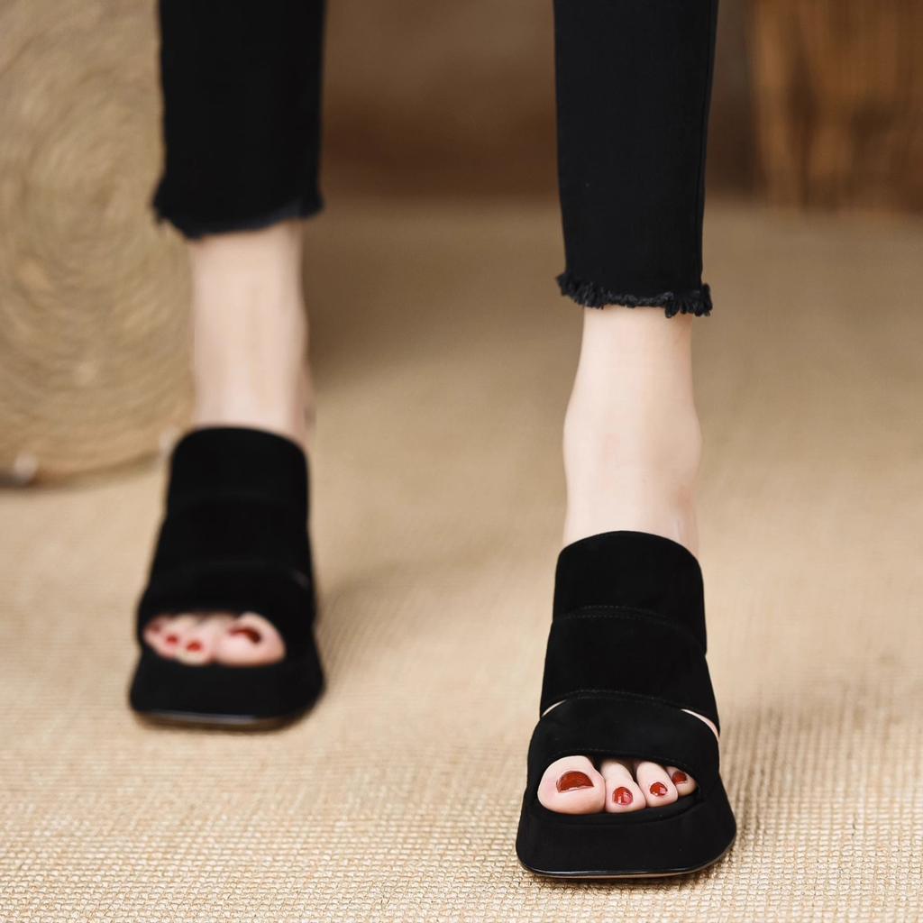 Fashion versatile waterproof table high heels women's 2025 summer new simple skirt open-toed thick heel high-heeled sandals