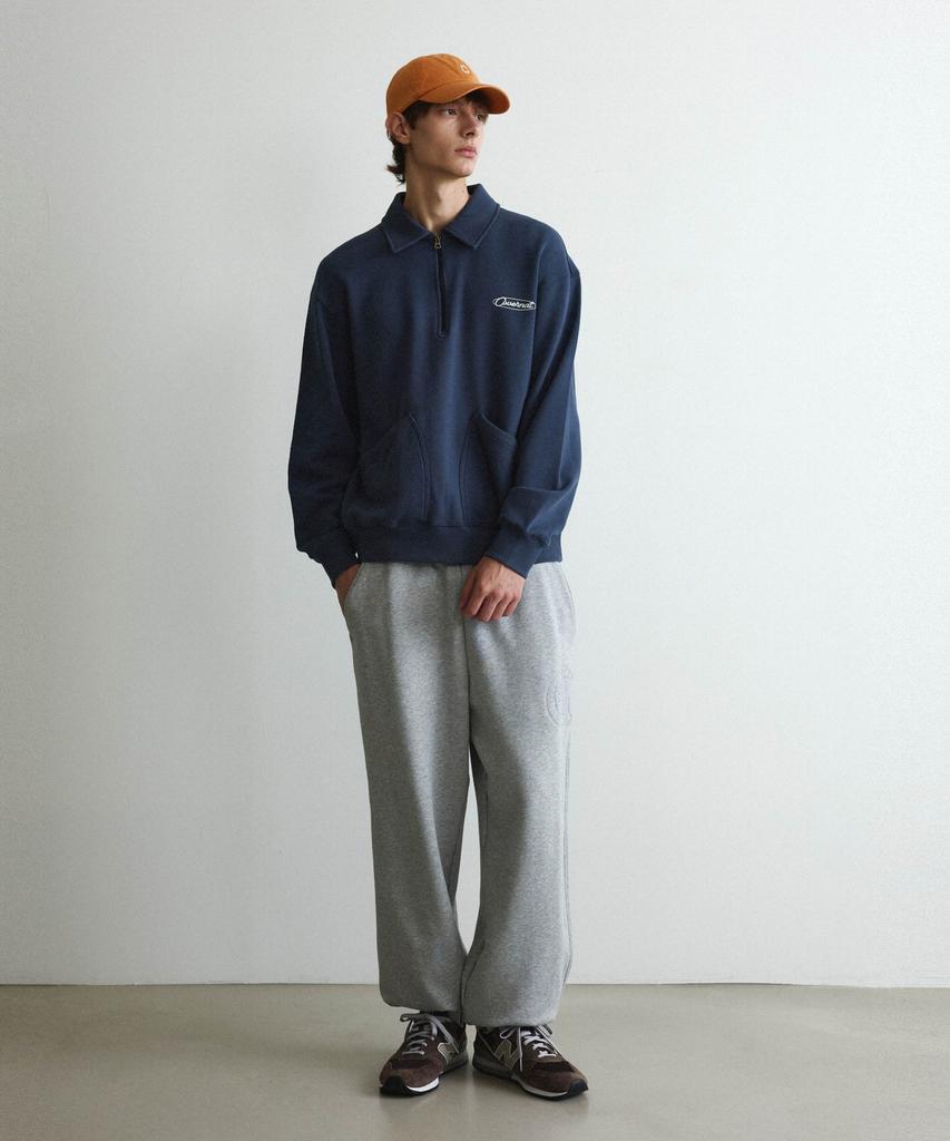 COVERNAT Collared Half-Zip Sweatshirt Dark Blue