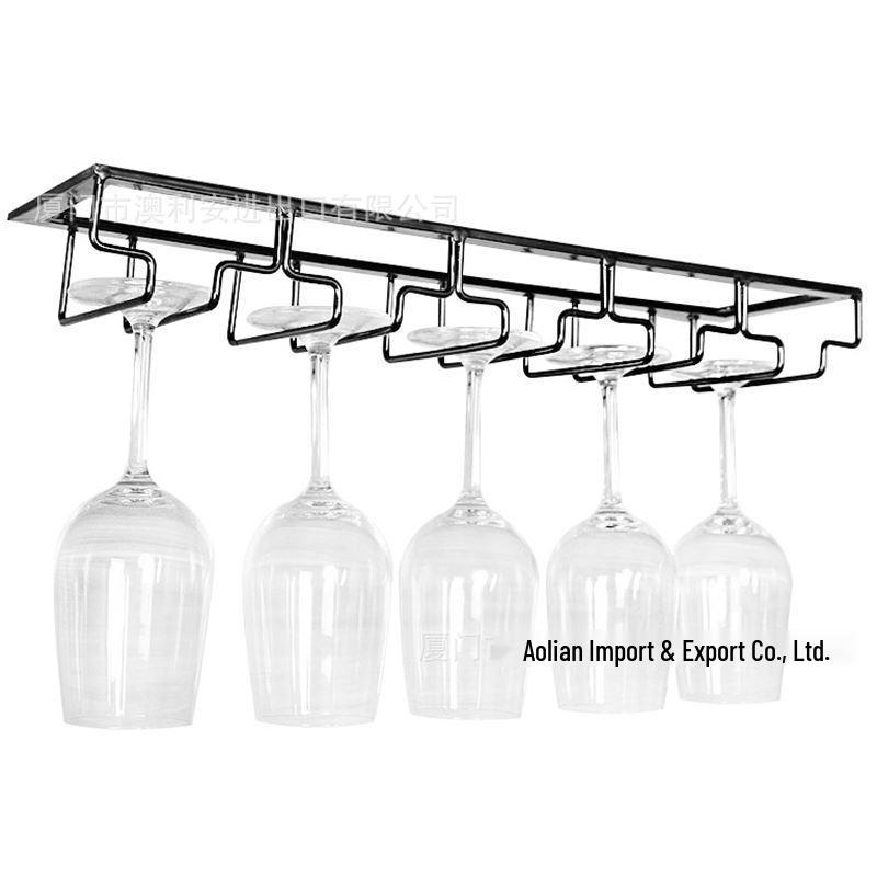 European Style Wrought Iron Hanging Wine Glass Rack for Home Cabinets