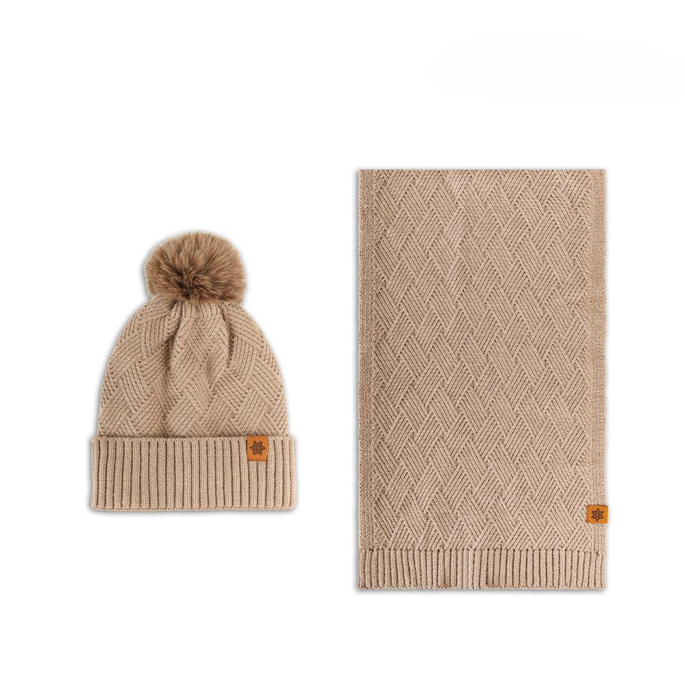 Women's Three Sizes To Choose From: Knitted Hat, Scarf, Glove, Women's Autumn and Winter Outdoor Warm Double Layer Knitted Hat