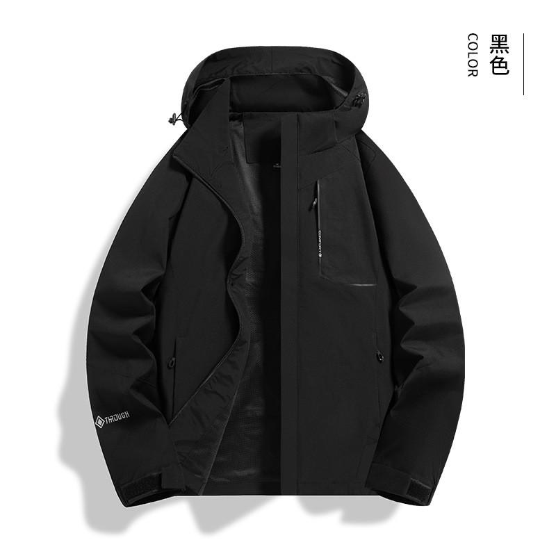 Mens Waterproof Windproof Hiking Jacket With Hood Outdoor Sport Casual Lightweight Shell Coat Fall