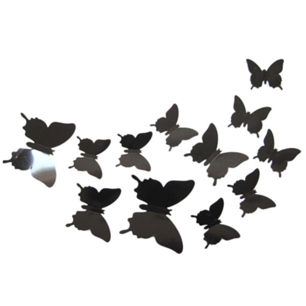 12pcs 3D Stereo ulation Scalewing Bedroom Sticker PVC Decorative Wall Decal Removable Home Decoration
