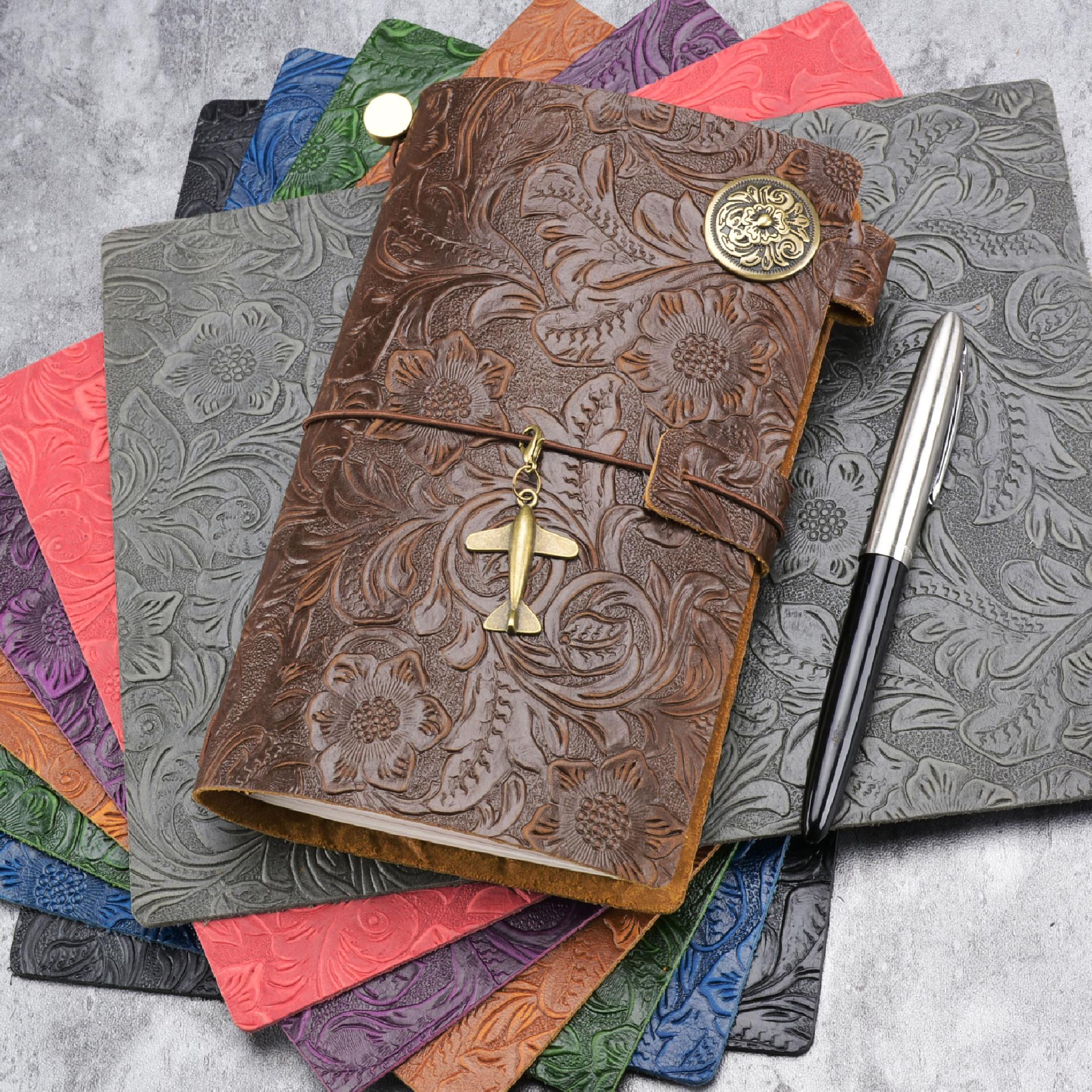 Carved Genuine Leather Retro Travel Notebook & Journal Passport