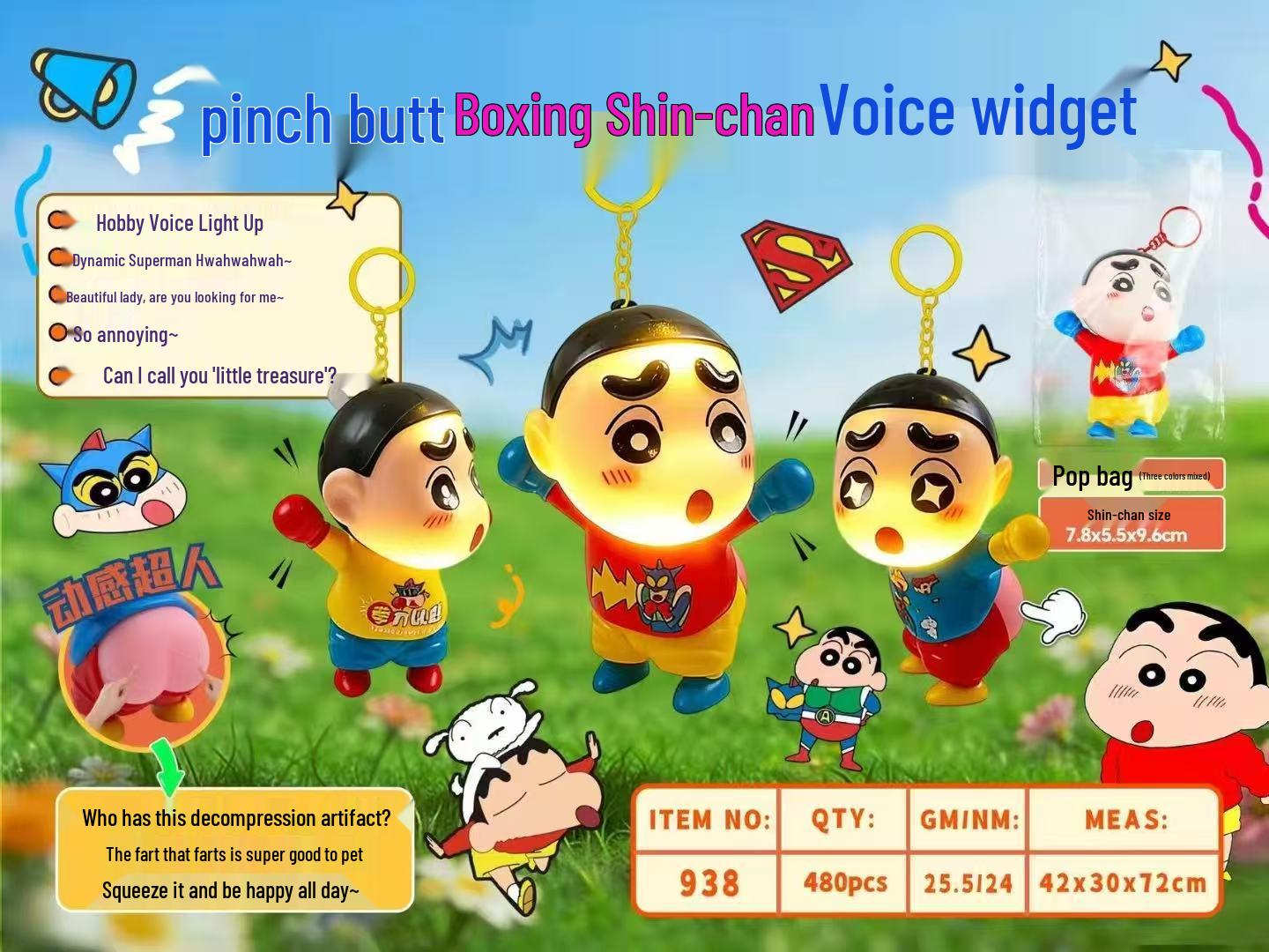 Crayon Shin-chan Boxing Figure Light-Up Keychain Toy