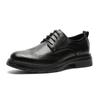 Men Brogues Fashion Lace Up Leather Casual Shoes Spring and Autumn Round Toe Solid Platform Mid Heel Water Proof Loafers