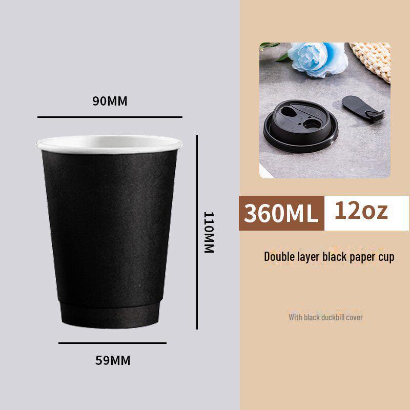 360ml Double-Layer White/Kraft Paper Cup for Hot Coffee & Milk Tea - Disposable 12oz Eco-Friendly Takeaway Cup