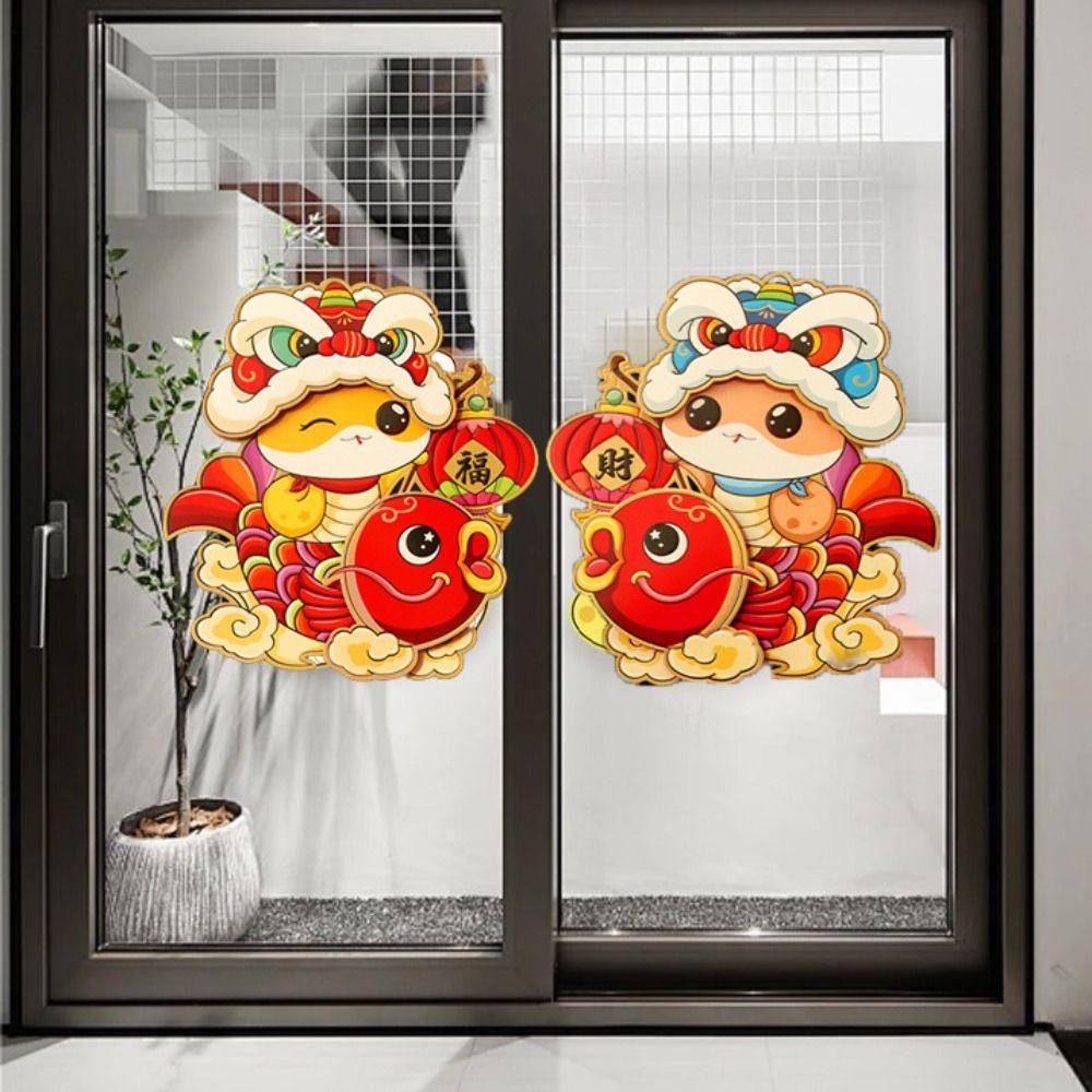 Chinese Style Snake Year Door Stickers Cute Spring Couplet Ornament New Home Decor Supplies  Party