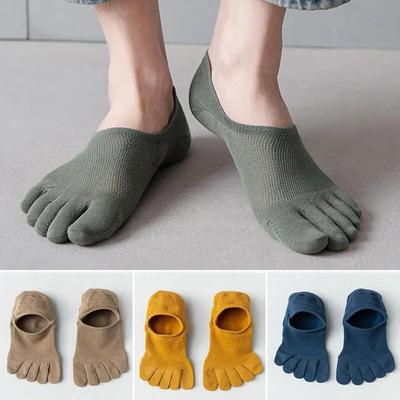 Unsichtbare Fünf-Finger-Socken für Herren, geteilte Zehensocken, lässige, atmungsaktive, elastische, schweißabsorbierende Bootssocken aus Baumwolle