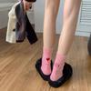 Deer Velvet Stacked Socks Solid Color Heel Ab Embroidered Trendy Socks Cashmere Socks Thickened Warm Socks