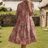 Dress For Women Elegant Casual Smocked Button Lapel Short Sleeve Knee Length Dress