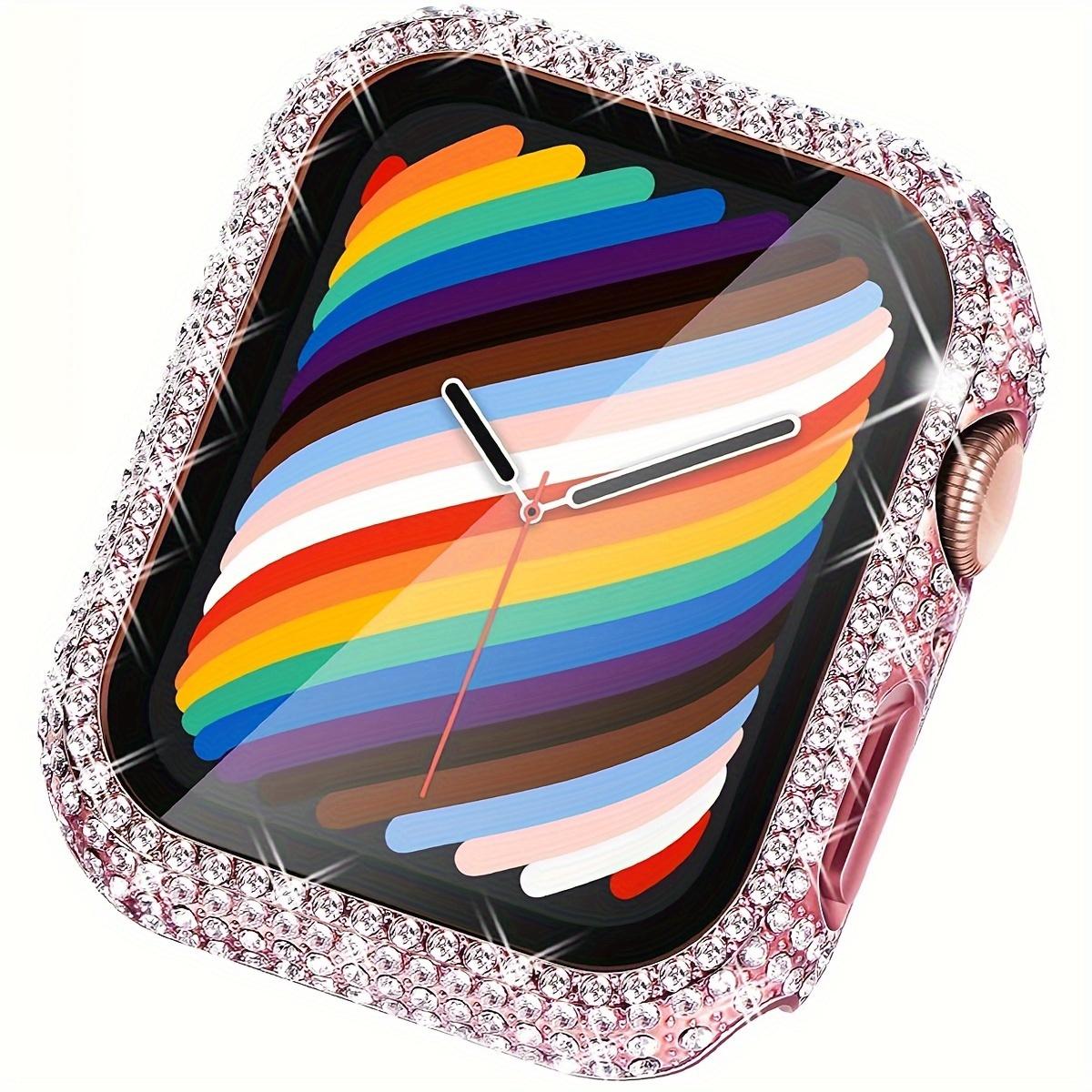 

Блестящий страз для корпуса Apple Watch Подходит для 38/40/41/42/44/45/49 мм Совместим с Ultra/SE/10/9/8/7/6/5/4 40mm розовый
