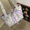 1PC Korean Floral Bow Tie Canvas Bag For Spring Summer Casual Versatile Large Capacity Outdoor Mountaineering Bag Christmas Gift