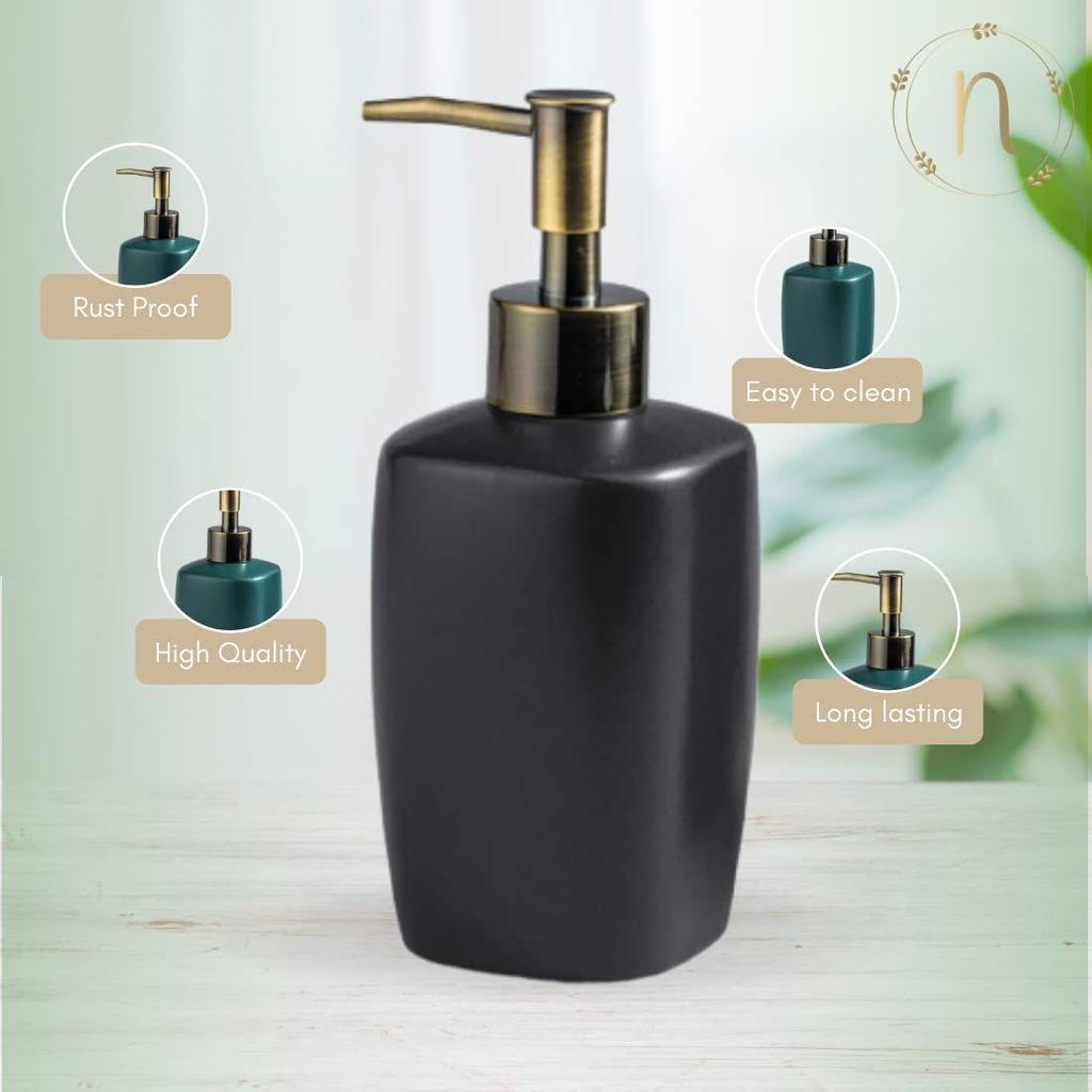 Shampoo Dispenser for Bathroom | Soap Dispenser for Kitchen | Handwash Bottle for Wash-Basin | Liquid Dispenser | Bathroom Accessories | 380ml (Black)