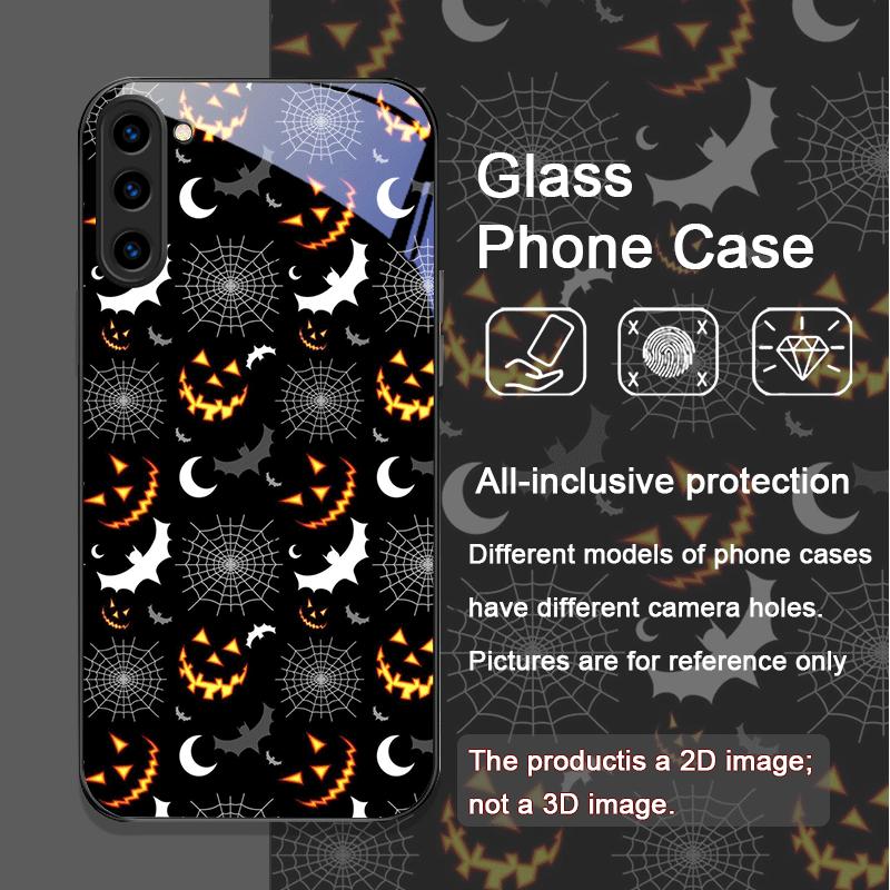Lustiges Halloween Böser Kürbis Muster Gehärtetes Glas Handyhülle für Samsung Galaxy S25 Ultra S24 S23 Plus S22 S21 S20 FE 5G Abdeckung