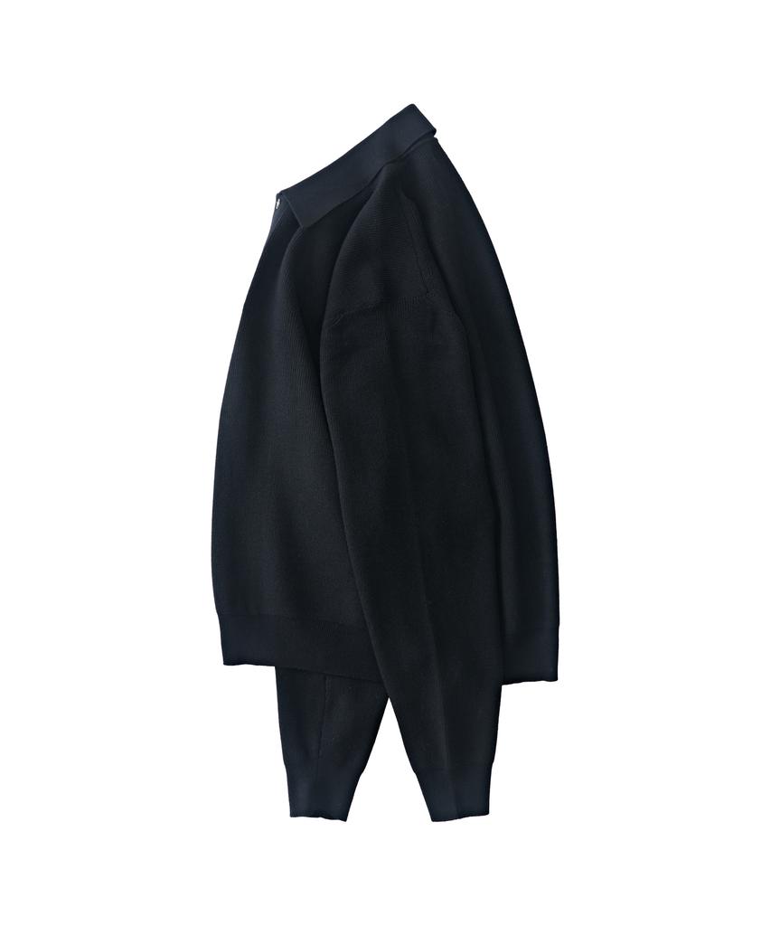 ANALOG MOOD Hachi Button-Up Collar Knit (Black)