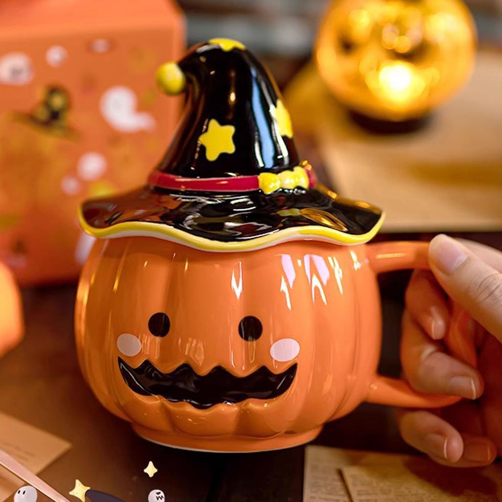 Halloween Pumpkin Mug Decoration, Cute Pumpkin Mug, Ceramic Pumpkin Coffee Mug, Suitable For Men, Women, Friends, Colleagues, Children And Birthdays