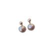 Flat Baroque Natural Freshwater Pearl Stud Earrings Pendant Delicate Silver Needle Gold Plated Earrings Steamed Bread Beads Double Beads