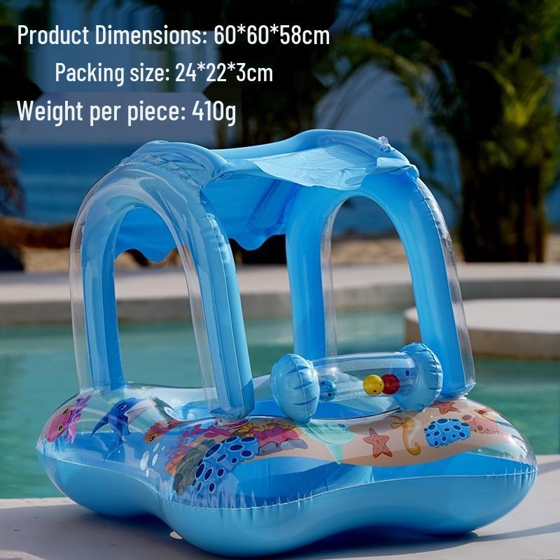 Large Toddler Boat-Themed Swimming Ring with Canopy & Steering Wheel