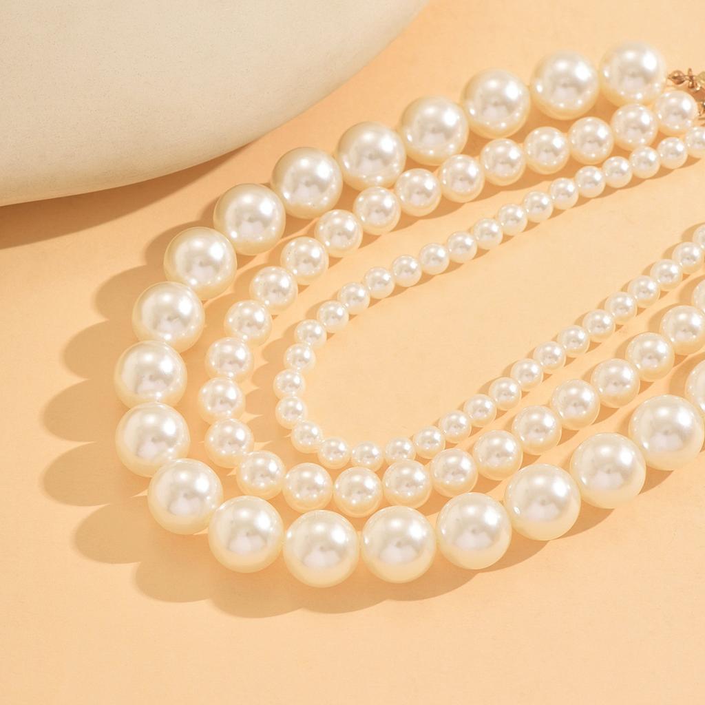 Stackable Multi-layer Pearl Necklace, Ins Exaggerated Minimal Beaded Choker Clavicle Chain
