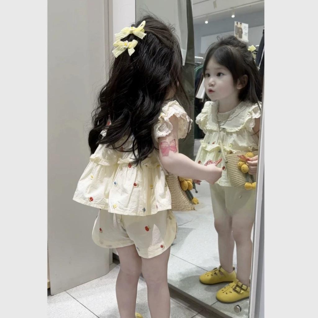 Girls Summer Sweet Fresh Two Piece Set Stylish Split Shorts Outfit