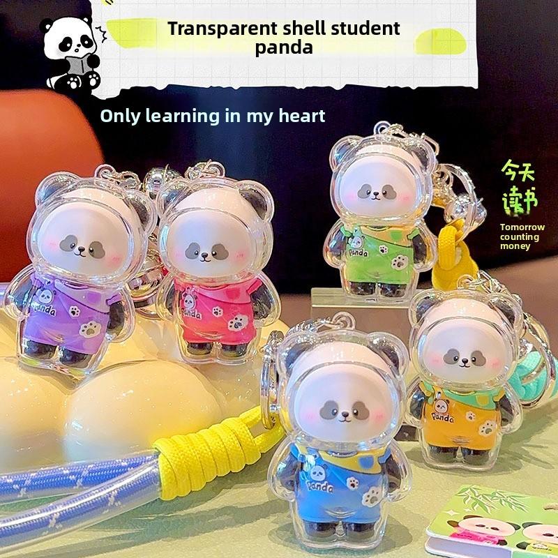 Panda Transparent With Shell Keychain Cute Cartoon Highgloss Acrylic Craft Doll