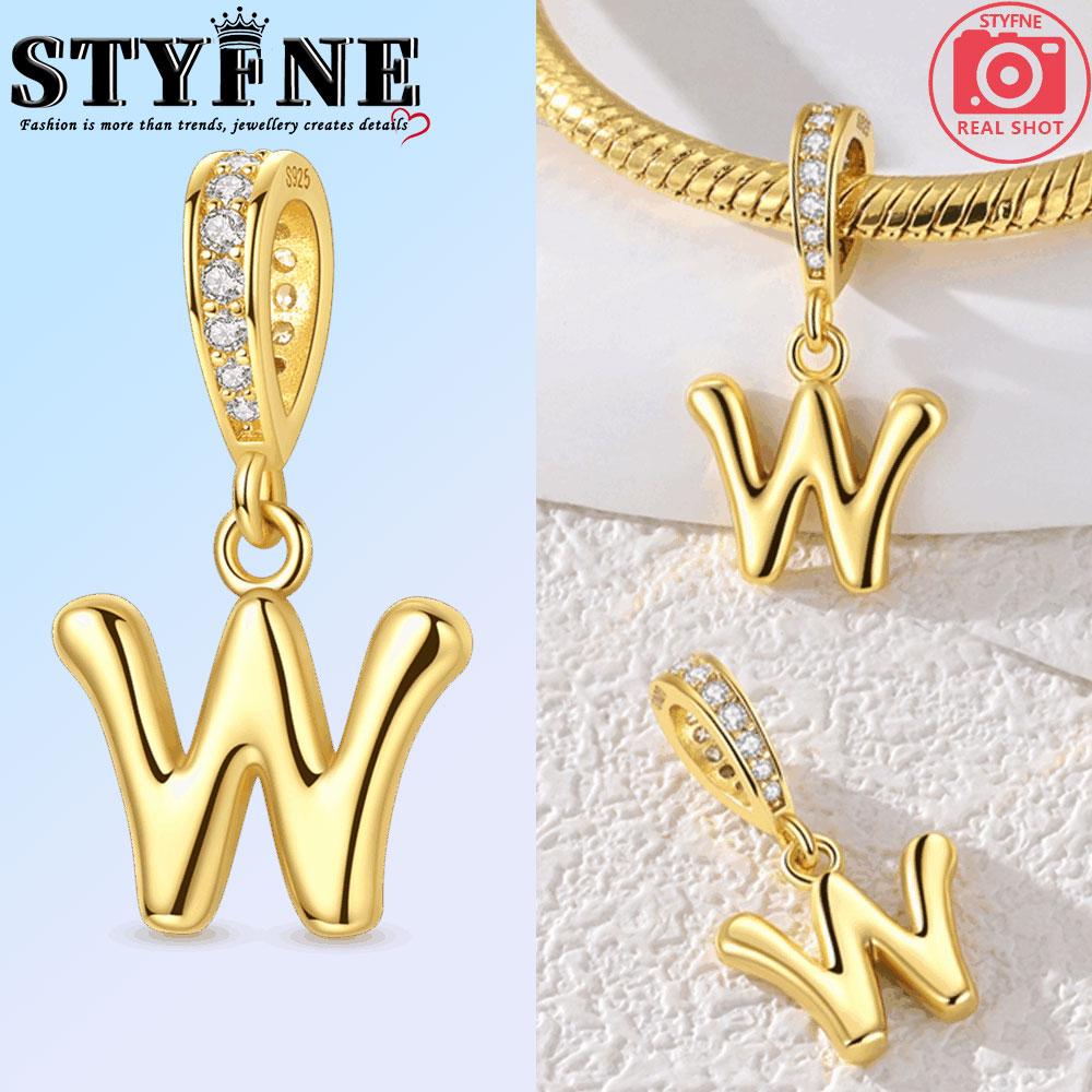 Fit Original Bangle Bracelet Diy A-Z Alphabet Charms Bead Copper Zircon Love Letter Dangle Pendant Jewelry Gift
