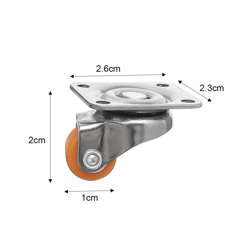 

4/1PCS Universal Swivel Caster 1/2 Inches Low Profile Rubber Tiny Swivel Casters Roller Wheel Trolley Caster Accessory Furniture 1pc помаранчевий