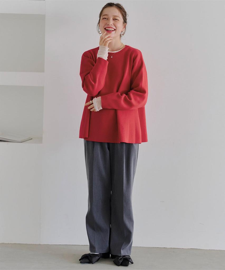 Titibait Flare Silhouette Knit Pullover AZXP3159 Small Red Women's