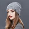 Factory Winter Women Angola Wool Knitted Hats Warm Soft Double Layer Beanie