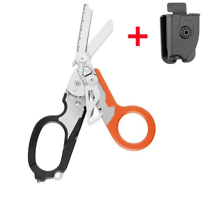 Multifunction First Aid Tactical Folding Scissors Outdoor Survival Tool Combination Tactical Scissors/sheath Stainless Steel