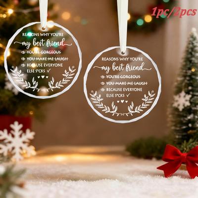 1 Stück/2 Stück Weihnachten Freundschaftsornament Freundschaftsgeschenke Mein bester Freund Ornament Weihnachtsbaumschmuck Glasornament Weihnachtsgeschenk