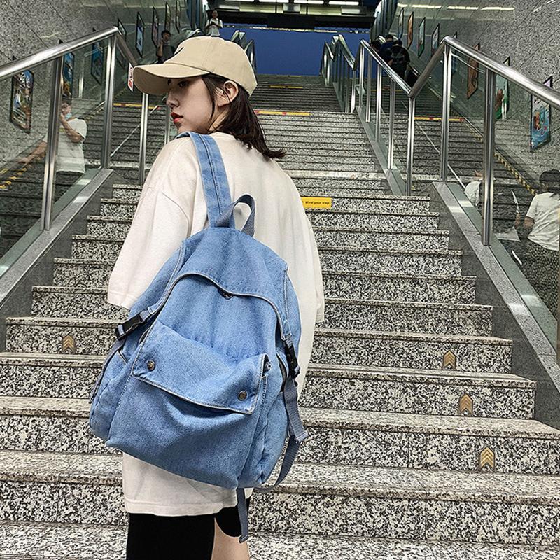 Zaino in Denim da Donna Estetica Vintage Zaino in Jeans Piccolo Casual Daypack Borsa a Spalla Portamonete