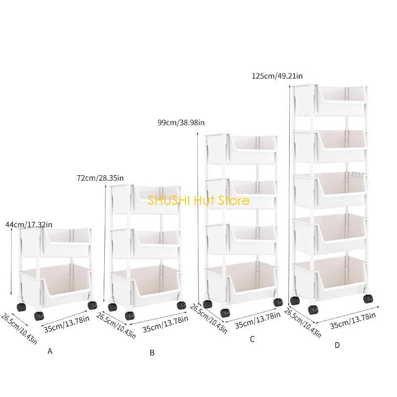 Multi Purpose Narrow Slit Bookcase Multi Layer Utility Cart with Lockable D57B