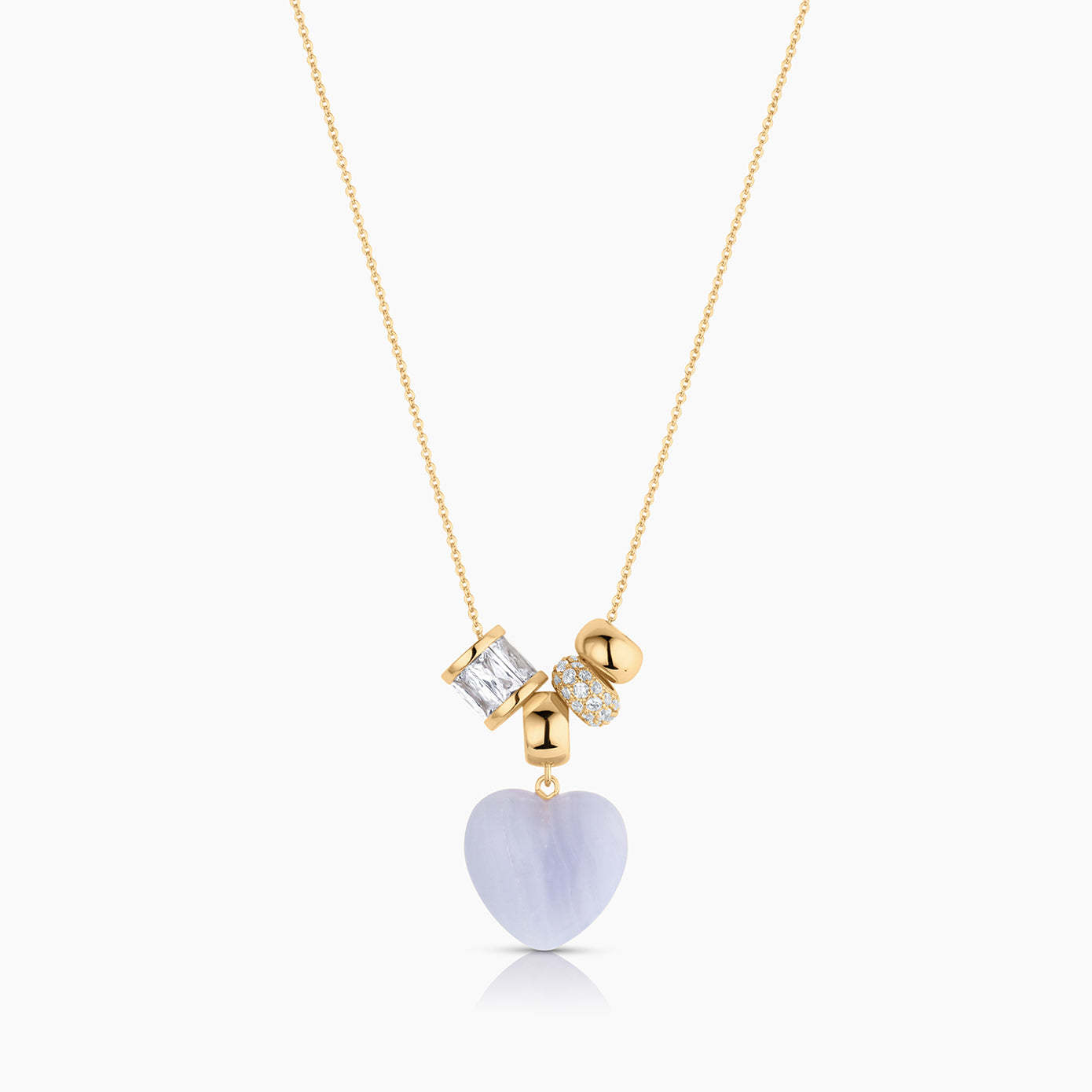 

Colored Love Gemstone Necklace With Diamonds Embellished With Exquisite Versatile Collarbone Chain Neck Chain Gentle Atmosphere Copper