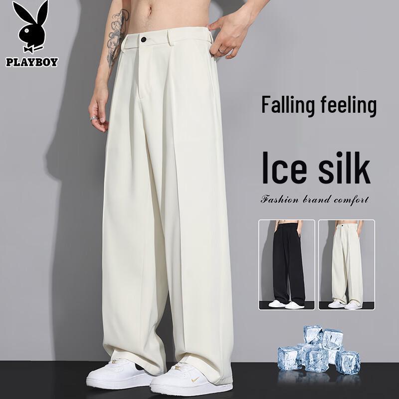 

PLAYBOY Men s Summer Ice Silk Straight Casual Pants XL