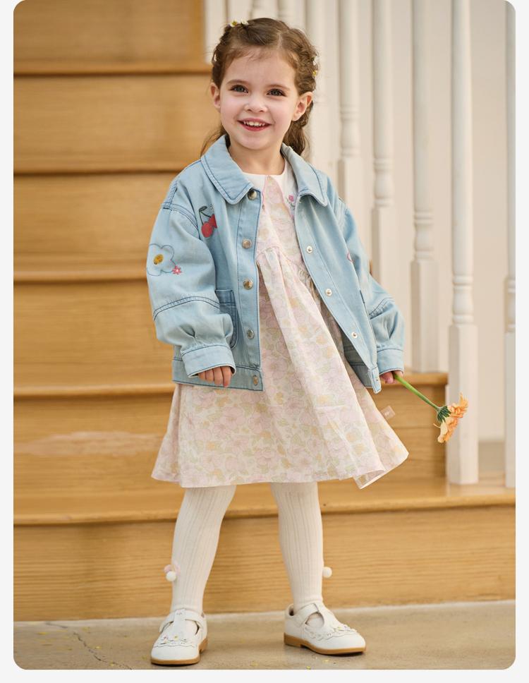Davidella Girls' Long-Sleeved Dress for Spring