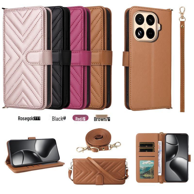 

Шкіряний чохол Xiaomi 15T Pro з відділеннями для кількох карток і довгим шнурком Xiaomi 15T коричневий