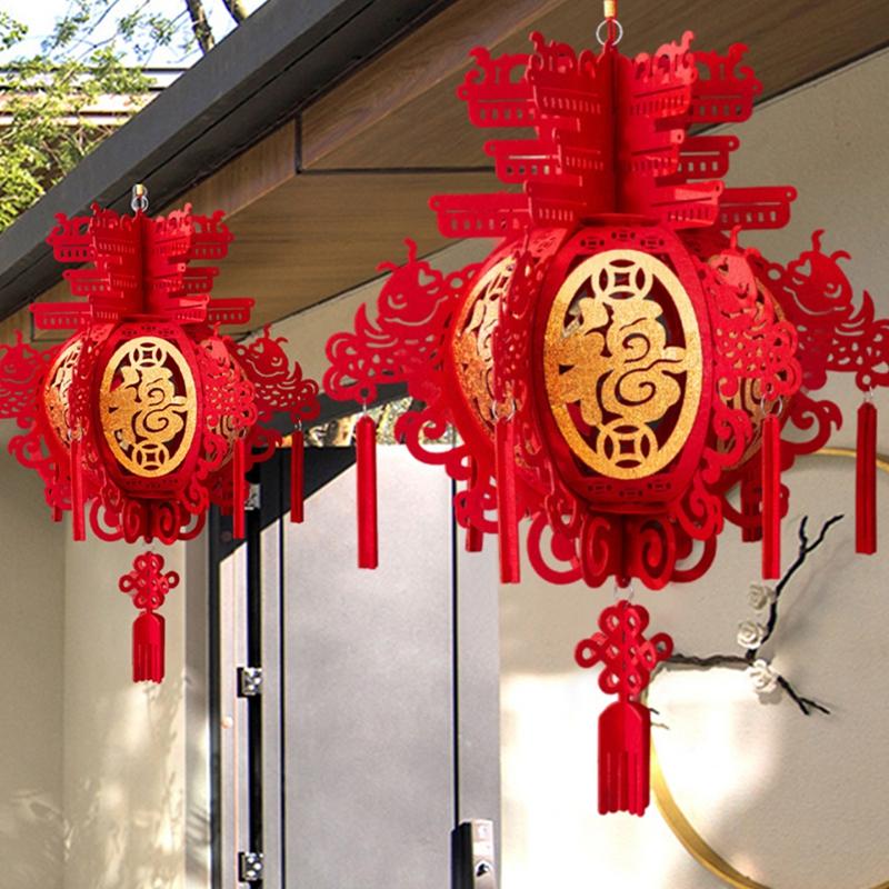 Red Lanterns Chinese New Year Decoraitons Spring Festival Hanging Ornament Chinese Wedding Lanterns Pendants Room Decor